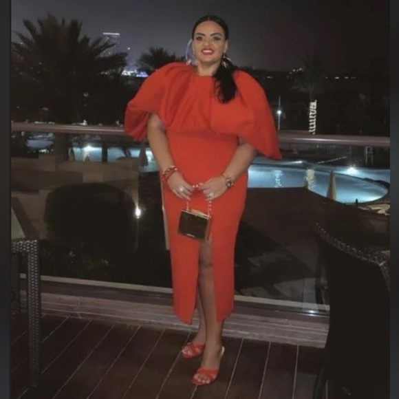 Asos design bubble pencil midi dress with split in red #Cybermondaysale - Picture 12 of 16